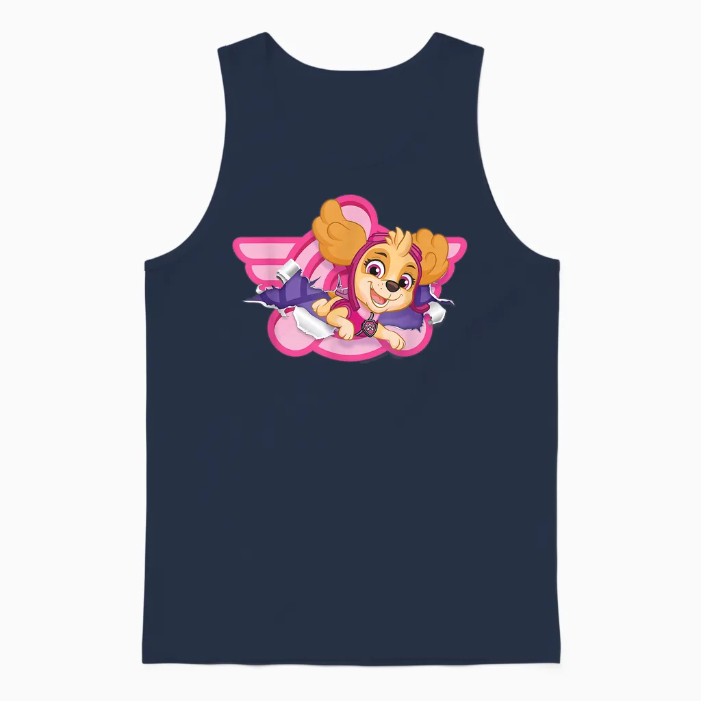 Paw Patrol Skye Cloud Torn Badge Unisex Tank Top in Navy