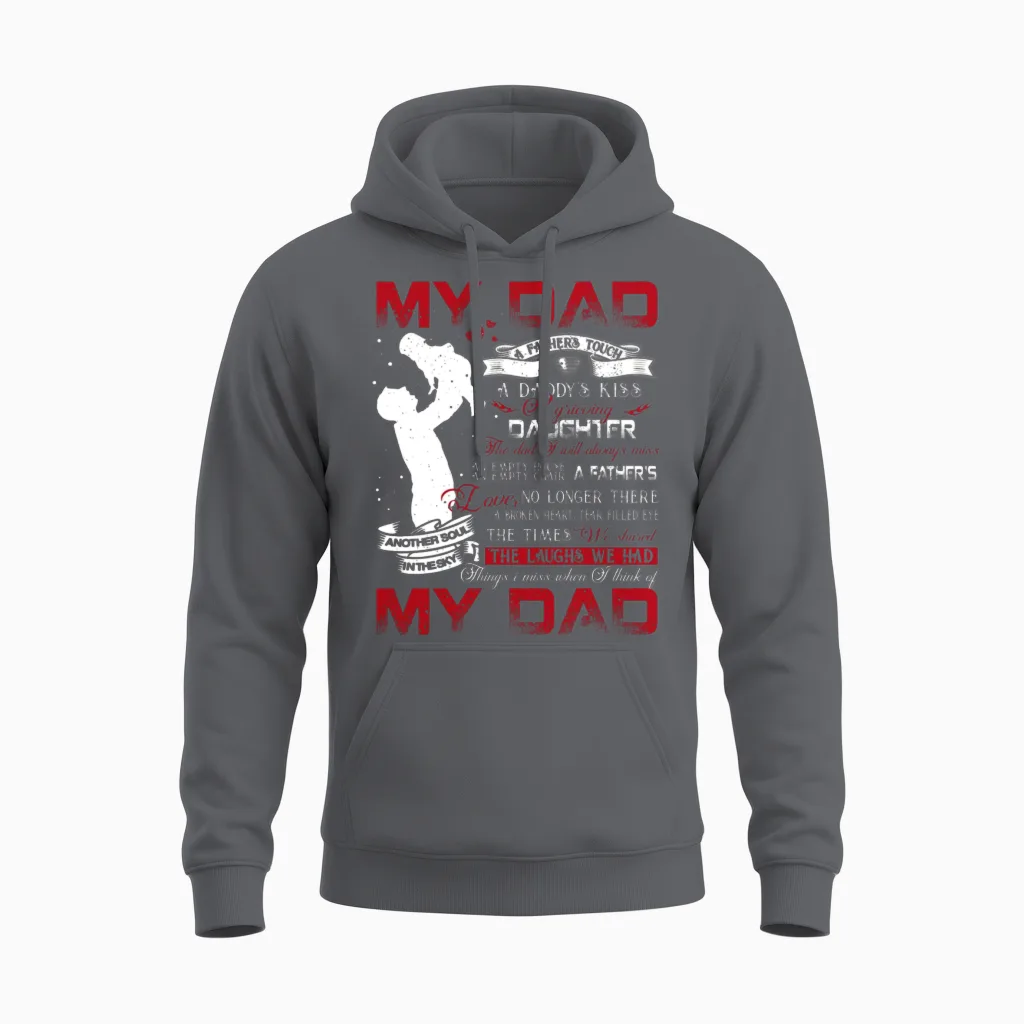 Dad in Heaven S S Daddy in Memories Poem Daughter Unisex Hoodie in Charcoal