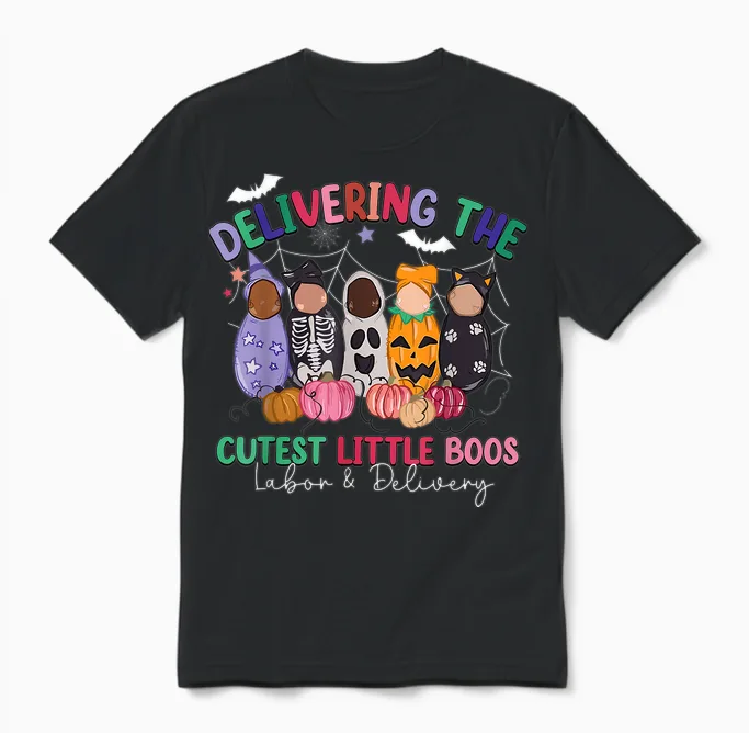 Delivering the Cutest Boos Labor & Delivery Halloween Nurse Unisex T-Shirt in Black