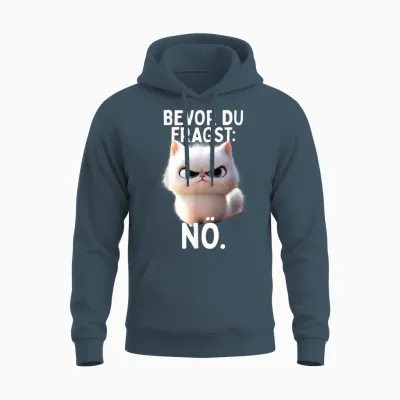 T-Shirt with German Text "bevor Du Fragst Nö" Cat Morgenmuffel No Office Cat Unisex Hoodie - Dark Heather