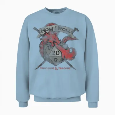 Dungeons & Dragons How I Roll T-Shirt Small Unisex Sweatshirt - Light Blue