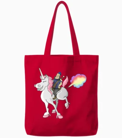 Unicorn Fart Tote Bags - Red