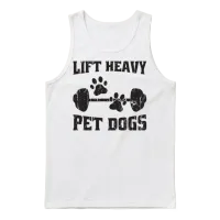 Lift Heavy Pet Dogs - Dog Commands Unisex Tank Top - White – 1