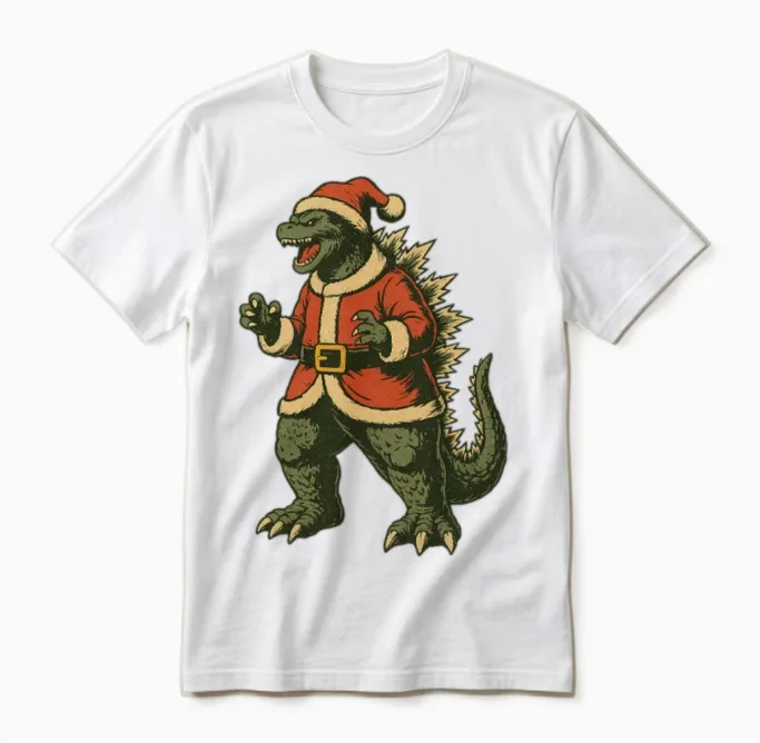 Santa Kaiju Retro Christmas Unisex T-Shirt - White