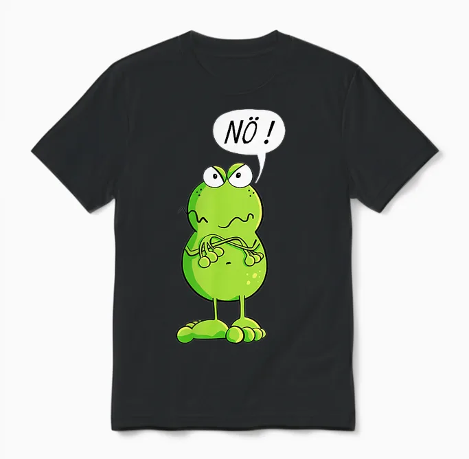 Statement T-Shirt with German Text "frosch I Nö Fun Design I Nein Comic" Unisex T-Shirt in Black