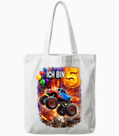 Ich Bin 5 Monstertruck Geburtstag Tote Bags - White