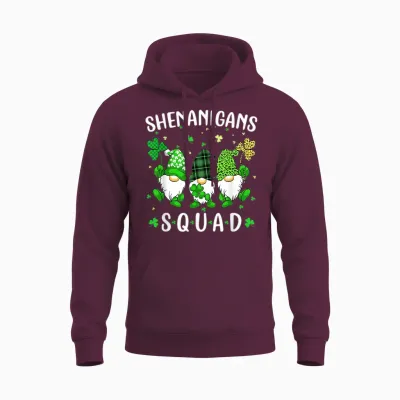 St Patricks Day Gnomes Shenanigans Squad Men Women Unisex Hoodie - Maroon
