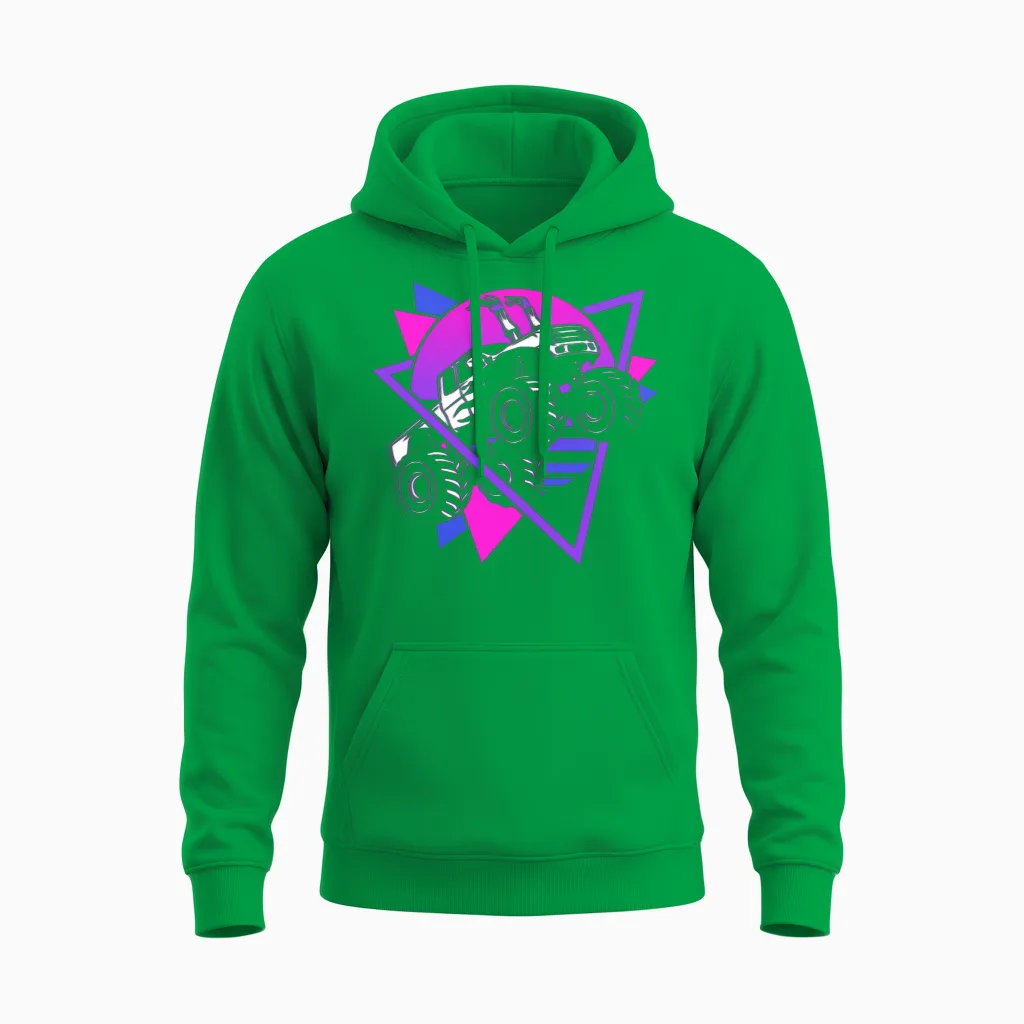 Monster Truck Retro - Kids & Baby Unisex Hoodie in Irish Green