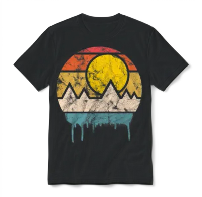 Sunset Retro Unisex T-Shirt - Black