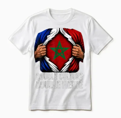 Double Culture Double Fierté Franco Marocain France Maroc Unisex T-Shirt - White