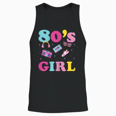 80s 80s Party Outfit Costume 80's Girl T-Shirt, Black Unisex Tank Top - Black