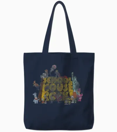 Schoolhouse Rock Classic Cartoon Show Logo Vintage Cartoon Tote Bags - Navy