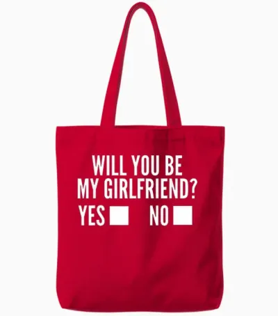Ask Her Will You Be My Girlfriend Cute Valentine's Day Tote Bags - Red