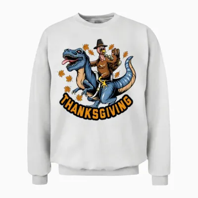 Funny Thanksgiving Holiday Funny Turkey Unisex Sweatshirt - White