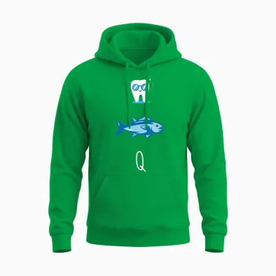 Fisherman Funny Rebus Teeth Tuna Gift Funny Man Fish T-Shirt, Black, S Unisex Hoodie - Irish Green