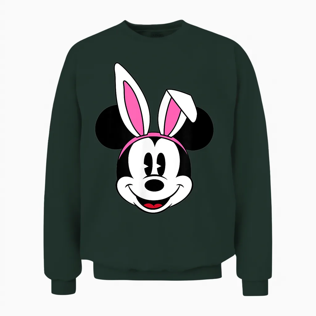 Amazon Essentials Disney Mickey Mouse Spring Easter Bunny Ears Unisex Sweatshirt in Forest