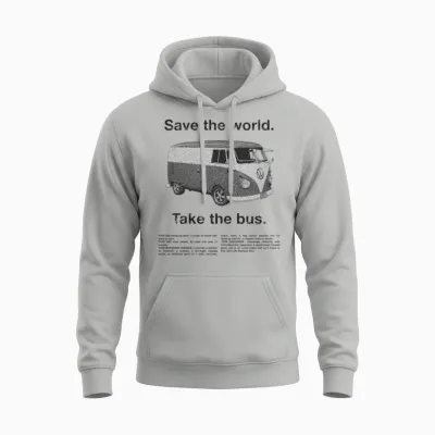 Volkswagen T1 Camper Save the World Take the Bus Unisex Hoodie - Ash