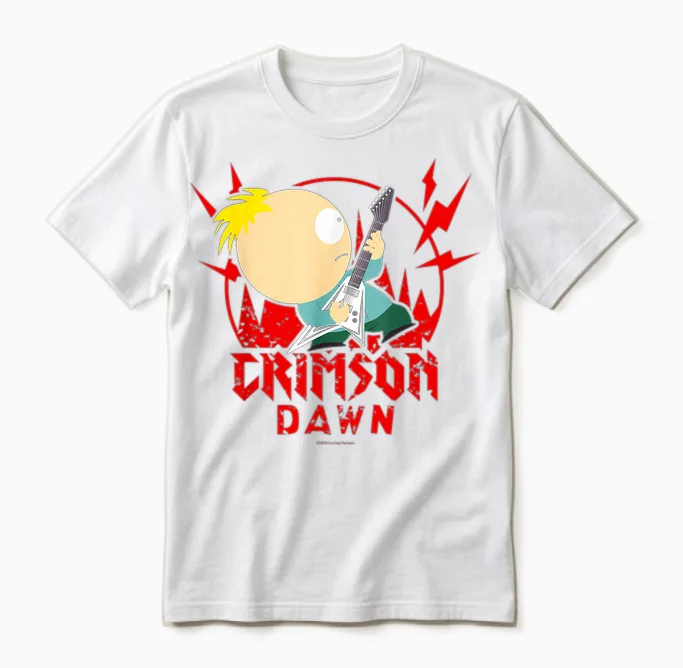 South Park Butters Rockin' Official Licensed T-Shirt, Black, S Unisex T-Shirt in White