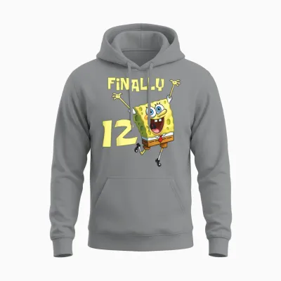 Mademark X Spongebob Squarepants - Original Spongebob Square Pants - 12th Birthday. Finally 12. Unisex Hoodie - Sport Grey