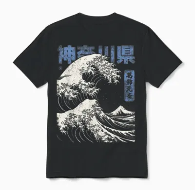 Hokusai Ukiyo-E Japan Honshu Japanische Welle Vor Kanagawa Unisex T-Shirt - Black