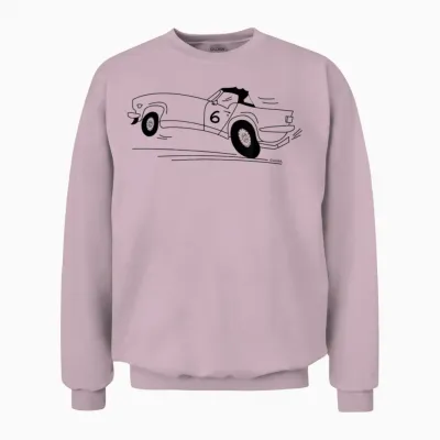 Cartoon Drawing Triumph Tr6 British Car T-Shirt, Blue, S Unisex Sweatshirt - Light Pink