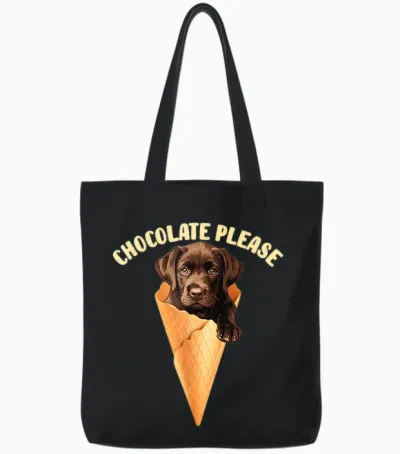 Brauner Labrador Chocolate Please Eiscreme Labrador Hund Tote Bags - Black