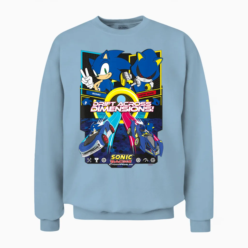 Sonic the Hedgehog: Crossworlds Unisex Sweatshirt in Light Blue
