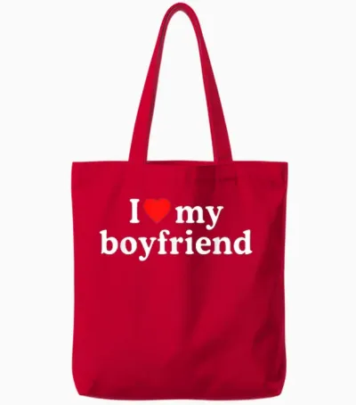 I Love My Bf Boyfriend · I Heart My Bf Valentine's Day Tote Bags - Red