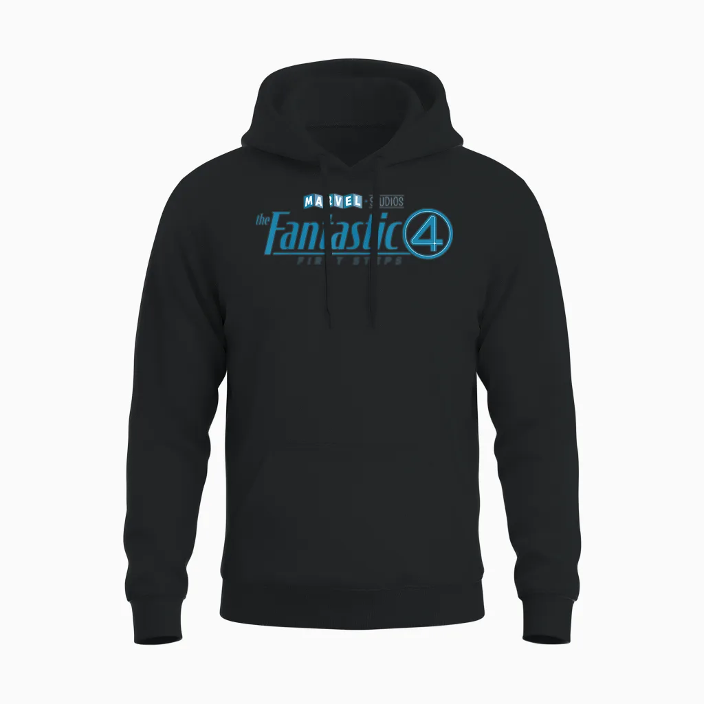 Marvel Studios the Fantastic Four: First Steps Movie Logo T-Shirt, Black, S Unisex Hoodie in Black