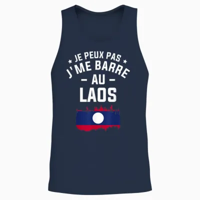 Je Peux Pas J'me Barre Au Laos Lao T-Shirt, Black Unisex Tank Top - Navy