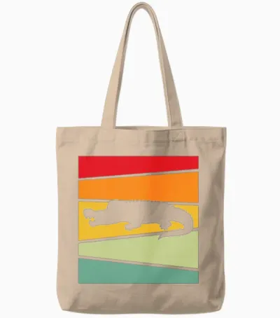 Crocodile Retro Tote Bags - Natural