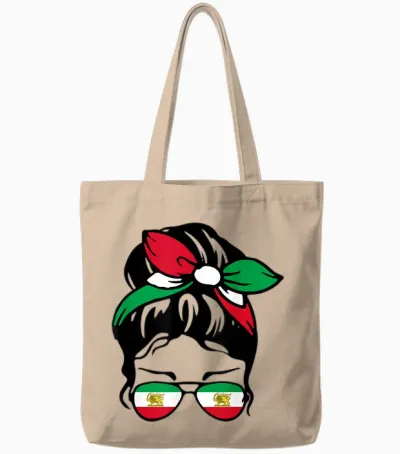 Patriotische Iran-Flagge, Iranisch, Niedlich, Unordentlich, Dutt, Mädchen, Mutter, Kinder Tote Bags - Natural