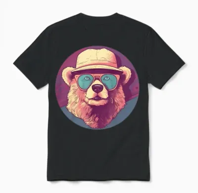 Retro Bear Lovers Design Unisex T-Shirt - Black