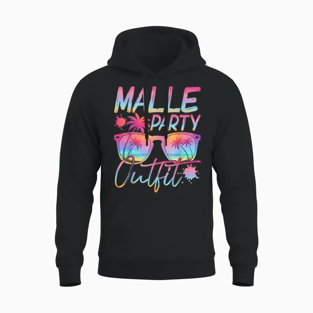 Malle Party Crew Groups Motif Mallorca Party Outfit Unisex Hoodie in Black