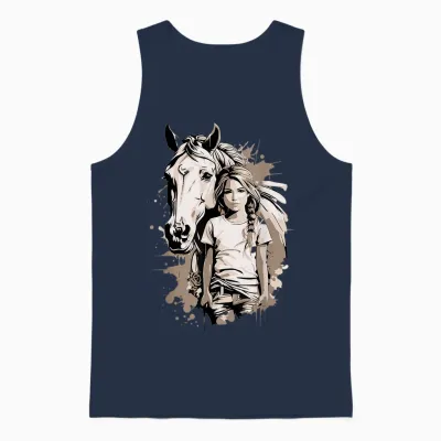 Mädchen Mit Pferd Unisex Tank Top - Navy