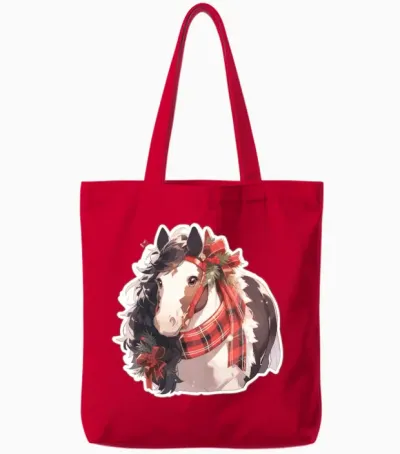 Horse Horses Christmas Riding Riding Sports Tote Bags - Red