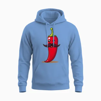 Cool Aussehendes Chili Mit Schnurrbart Für Bartpfeffer-Liebhaber Unisex Hoodie - Carolina Blue