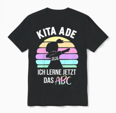 Kinder Bäm Kita Abgänger 2026 Einschulung Schulkind Kita Ade 2026 Unisex T-Shirt - Black