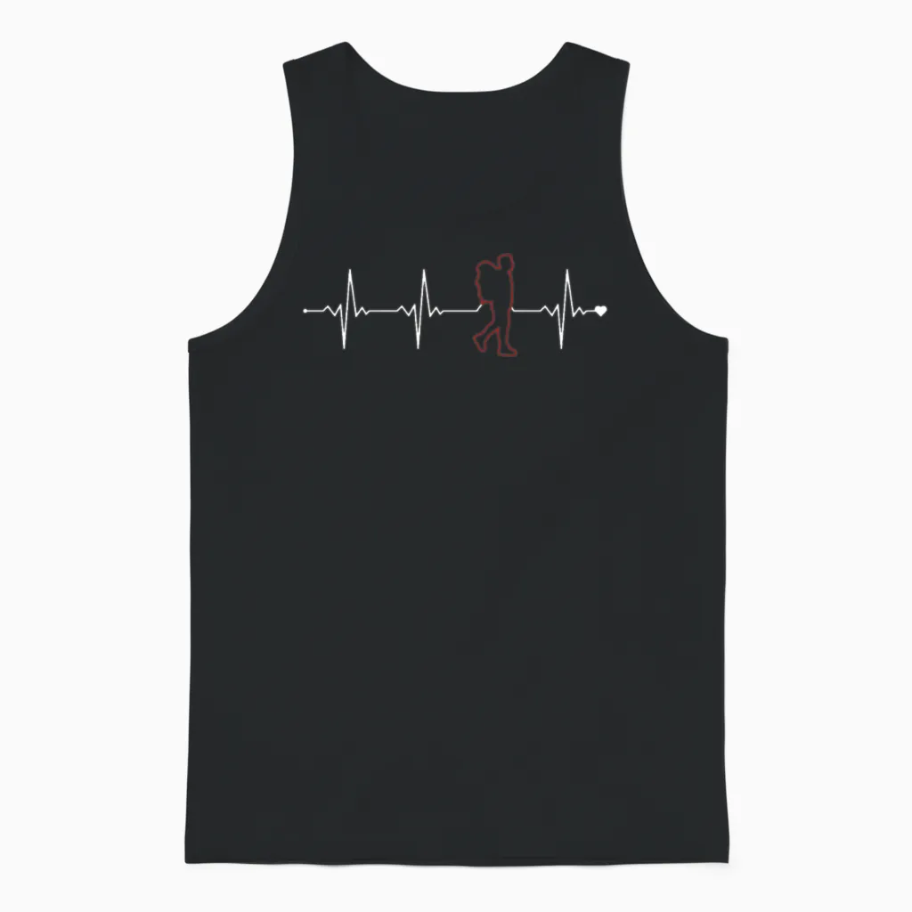 Hiking Heartbeat Wander Backpacking Outdoor Hiker Unisex Tank Top in Black