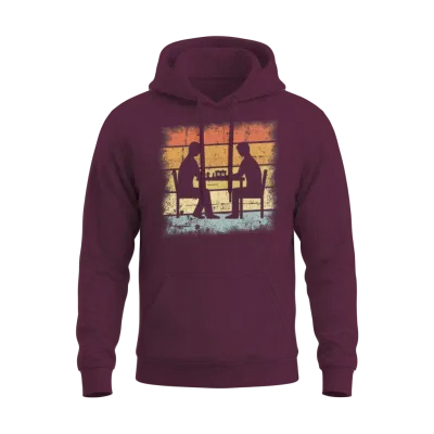 Chess Game Retro Design Unisex Hoodie - Maroon