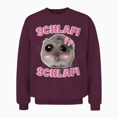 Schlafi Schlafi Funny Hamster Hamster Hamstie Meme Sleep T-Shirt, Black Unisex Sweatshirt - Maroon