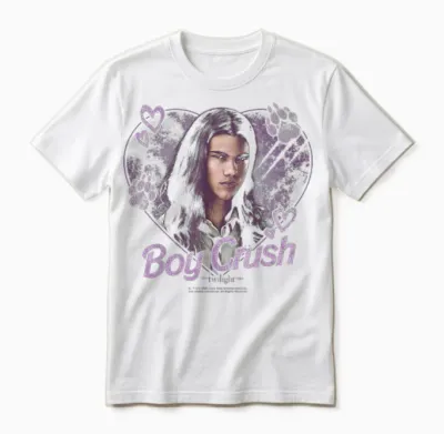 Twilight Boy Crush Jacob Heart Collage Werewolf Movie Unisex T-Shirt - White