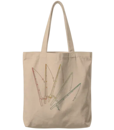 Retro Fishing Rods Tote Bags - Natural