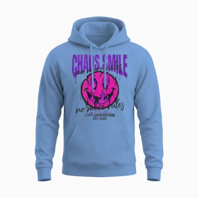 Backprint Streetwear Mode Fashion Damen Herren Retro Smile Unisex Hoodie - Carolina Blue
