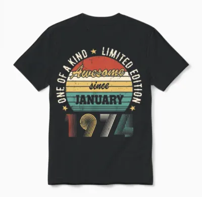Awesome Since January 1974 Limited Edition Unisex T-Shirt - Black