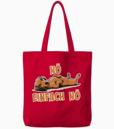 Nö Teckel Funny Cool Saying for Girls & Boys Dachshund T-Shirt, Black Tote Bags - Red