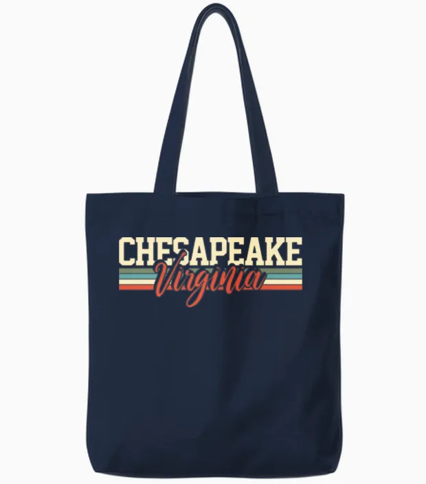 Chesapeake Virginia Retro Tote Bags in Navy