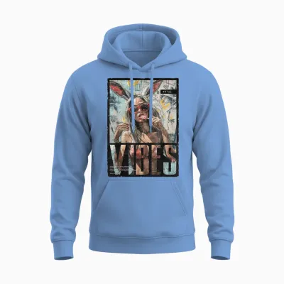 Vintage Girl Magazine Cover Sexy Model Pin-Up T-Shirt, Black Unisex Hoodie - Carolina Blue