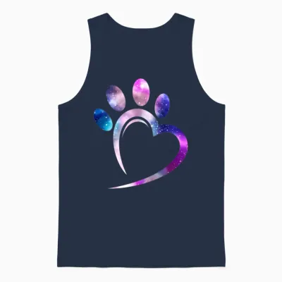Galaxy Dog Paw Dog Lover Unisex Tank Top - Navy