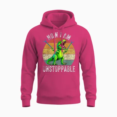 Retro Vintage Now I Am Unstoppable Trex Funny T-Rex Unisex Hoodie - Heliconia
